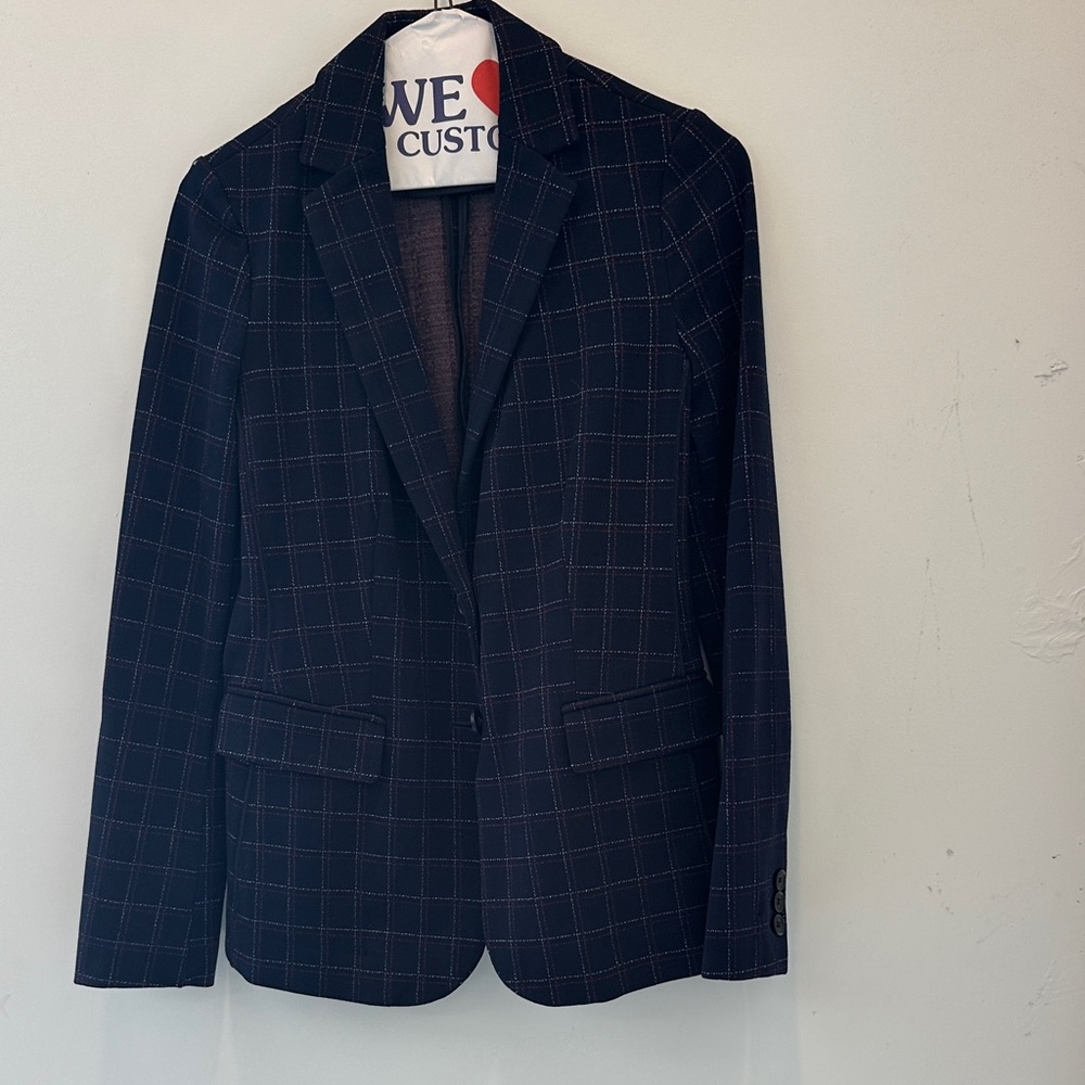 Banana Republic Navy Checkered Blazer